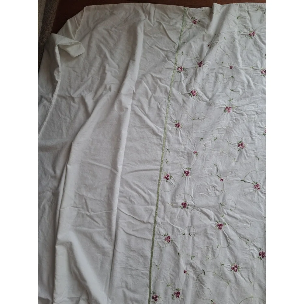 VTG White Floral Embroidered Cotton Duvet Cover Queen 84 X 80